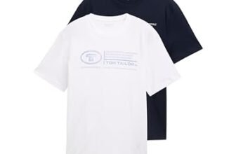 TOM TAILOR T-Shirt da Uomo con Stampa, Confezione da 2, 20000 – Bianco., XS