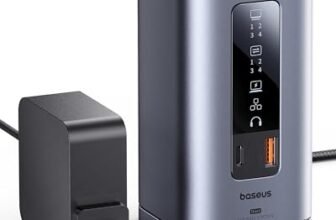 Baseus Docking Station [con Caricatore da 100 W], Docking Station 11 in 1, 3 Monitor con 2 HDMI 1 DP 4K a 60Hz, USB-A/C 10 Gbps, 1 Gbps Ethernet, Compatibile con Laptop Windows