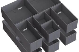 SONGMICS Divisore per Cassetti, Organizzatore per Armadio, Set di 12, Scatole di Stoccaggio Pieghevoli in TNT, per Calze, Biancherie, Reggiseni, Cravatte, Sciarpe, Grigio Ardesia RDZ006G03
