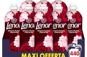 Lenor Ammorbidente Lavatrice Concentrato 440 Lavaggi (8X55), Gelsomino Scarlatto E Rose De Mai, Freschezza Che Dura 3 Volte Più A Lungo Con Tecnologia Olii Profumati