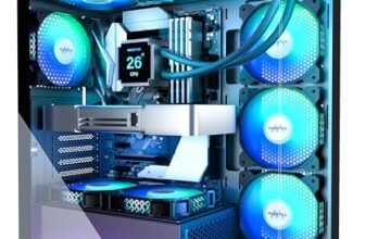 MUSETEX CASE PC ATX 7 ventole PWM ARGB preinstallate, case per computer Mid Tower Type-C con doppio vetro temperato a vista, case per PC da gioco, nero (K2)