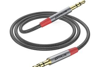 ANYPLUS Cavo Aux, Jack 3.5 to Jack 3.5 Maschio Maschio Cavo Audio,【3.3Ft/1M-2Pack】 Fish Wire Intrecciato Per Cavo Aux Macchina,TV,Car Stereo, Altoparlante, Cuffie, Smartphone, PC