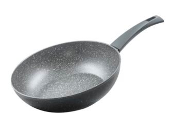 Zanetti – Durapietra, Padella Wok Induzione 28 cm, Padella Wok Antiaderente adatta anche all’Induzione, Diametro 28 cm, Colore Grigio