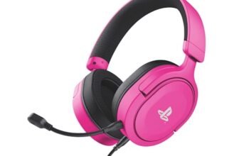 GXTrust 498P Forta Cuffie PS5 e PS4 Licenza Ufficiale PlayStation 5, Driver 50 mm, Audio 3D, Cavo da 1,2 m, Microfono Staccabile, Jack Audio 3.5 mm, Cuffie Gaming Cablate, Rosa