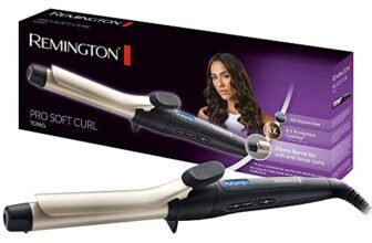 Remington Ferro Arricciacapelli 25 mm – Rivestimento antistatico in ceramica e tormalina – nero/crema. Arricciacapelli Pro Soft Curl CI6325