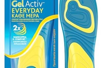 Scholl Solette Gel Activ Everyday, Solette per Scarpe ad Uso Quotidiano per Uomo con Tecnologia Antiodore, Garantiscono Ammortizzazione e Assorbimento degli Urti, Misura 40-46.5, Confezione da 1 Paio