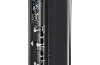 SHARGEEK 140 Power Bank, Caricabatterie Portatile 20000mAh 140W con Smart Display Trasparente, Porte USB-C e USB-A, Ricarica Rapida per Laptop, iPhone 17/16/15/14, MacBook, Steam Deck