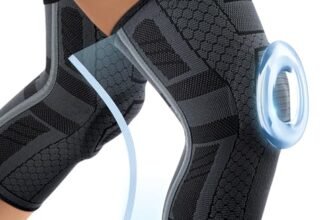 CAMBIVO 2 Pezzi Tutore Ginocchio con Stabilizzatori Laterali In PMMA e Gel Pad Rotulea, Ginocchiera Ortopedica Compressione Elastica per Legamenti, Menisco, Sportivo, Palestra, Pallavolo
