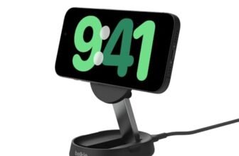 Belkin BoostCharge Pro Supporto di Ricarica Magnetica convertibile 15W, Caricatore Wireless Qi2, Caricabatteria rapido Qi2 Compatibile con MagSafe per iPhone 17, Air, Pixelsnap, AirPods Pro – Nero