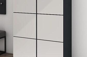 Mai & Mai Scarpiera da Ingresso 90x36x120cm, Scarpiera Portascarpe Armadio Scaffale 6 Ante + 12 Scomparti per Ingresso Soggiorno, Camera da Letto, Antracite opaco+Bianco opaco, Schuhschrank02