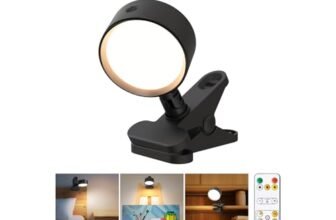 Leselampe Bett Klemme, LED Klemmlampe Akku mit 5000mAh, Klemmlampe Bett mit 3 Farben Dimmbar Touch Fernbedienung, 360° Flexibel Bettlampe Klemmleuchte Kabellos mit Timer und Speicherfunktion