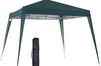 Outsunny Gazebo Pieghevole da Giardino 2.4×2.4m Struttura in Acciaio, Corde Antivento e Sacca di Trasporto, Verde