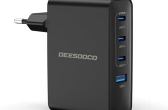 DEESOOCO Caricabatterie USB C, Caricabatterie Rapido da 100 W a 4 Porte, Adattatore di Alimentazione PD 3.0, Alimentatore USB per MacBook Pro/Air, iPhone 17/16/15 Pro Max, iPad, Galaxy S25 S24 S23