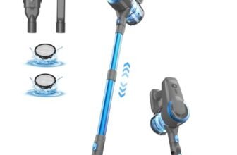 Generico Aspirapolvere Senza Fili, Scopa Elettrica Senza Fili ultraleggero 6 in 1, 55 minuti di autonomia, Anti-Avvolgimento, Aspirapolvere potente per Pavimenti/Tappeti/Peli Animali