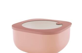 Guzzini – Kitchen Active Design, STORE&MORE BIO, Contenitore Ermetico Basso per Frigo/Freezer/Microonde (L) – Rosa Fiori di Pesco, 19,5 x 19,5 x h9,3 cm | 1900 cc – 170721251