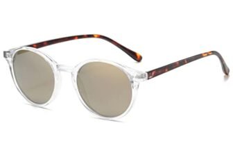 kachawoo Occhiali da sole polarizzati retrò rotondi occhiali da sole per uomini donne protezione UV trendy eyewear, Trasparente con marrone, L