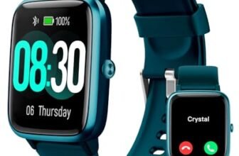 GRV Smartwatch Uomo Bluetooth Chiamate Notifiche Messaggi e WhatsAPP Touchscreen Pedometro Cardiofrequenzimetro Ossigenazione Activity Tracker Promemoria Sedentarietà Giochi per Android iOS Blu