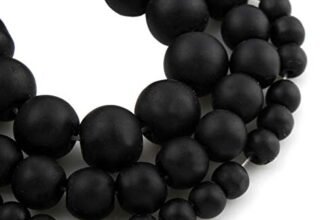 Perlin Set di 3 perline in vetro smerigliato, rotonde, 8 mm, 6 mm, 4 mm, satinate, opache, da infilare (nero)
