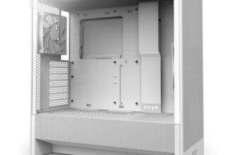 NZXT H5 Flow – Case per PC da gaming mid-tower ATX compatto – Flusso d’aria elevato – 2 ventole da 120 mm incluse – Supporto per radiatori da 360 mm (anteriore) e 240 mm (superiore) – Bianco