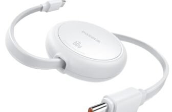 Baseus Cavo USB C 60W PD 5A QC 4.0 Mini retrattile Ricarica Rapida C a C 4 livelli preimpostati per iPhone 15, Samsung iPad, facile da riporre, portatile