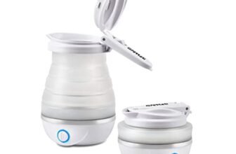 G3 Ferrari G10165 Bollitore Pieghevole In Silicone “Compà”, Doppio Voltaggio, BPA Free, 0,8 Litri, 750 Watt, Bianco