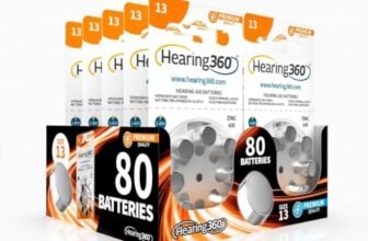 Hearing360 80 batterie per apparecchi acustici misura 13 qualità premium, durata extra, compatibili con tutti i modelli, senza mercurio (10 blister da 8 pile)