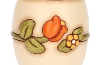THUN – Portapenne da Scrivania in Ceramica Decorata a Mano con Tulipano, Linea Country, 10x10x10.6 cm h