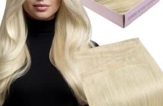 Fshine Extension Capelli Extension Capelli Veri Trama Farfalla 55 cm Biondo Platino Double Weft PU OVO Micro Beads Elegante Volume Feste Colore 60