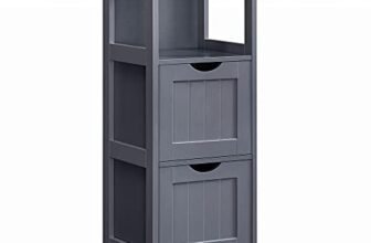 VASAGLE Mobile da Bagno, Mobiletto da Bagno con 2 Cassetti, 1 Ripiano Aperto, Mobiletto Salvaspazio per Soggiorno Cucina, Stile Moderno, Grigio Ardesia BBC042G01