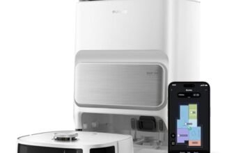 Eureka J12 Ultra Robot Aspirapolvere e Lavapavimenti 5000Pa Doppio Panno Rotante, Autosvuotante/Autolavante/Autoasciugante/Autorigenerante/Autopulente, Evitamento Ostacoli AI 3D, Navigazione LiDAR