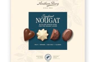 Anthon Berg – Cioccolatini al Nougat Assortiti Significant Nougat, Scatola Regalo da 167g, 16 Cioccolatini Ripieni Gourmet con Cacao Certificato Rainforest Alliance
