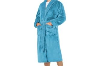 LEBENGOOD Vestaglia Uomo Inverno – Accappatoio Uomo – Morbido, Accogliente – Tasche – Cintura Regolabile- 100% Microfibra Oeko-Tex®,Turquesa XL