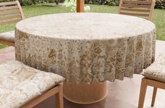 PETTI Artigiani Italiani – Tovaglia Antimacchia Rotonda Microfibra (Diametro Ø 220 cm), Copritavolo Cucina Per Tavola Tonda, Disegno Vietri 02 Tortora, 100% Made in Italy