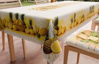 PETTI Artigiani Italiani – Tovaglia Antimacchia Rettangolare Copritavolo Cucina Disegno Frutta Limoni e Ananas X24 Posti (140×450 cm) 100% Made in Italy