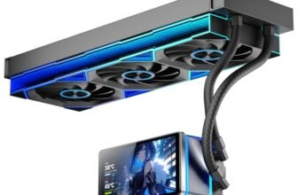 TZMRIT PF360 Aio Water Cooling 360 mm with 5.5 Inch LCD Magnetic Screen Display, All-in-One ARGB Infinity Mirror 2000 RPM PWM Fan, for AM4/AM5 & Intel LGA1851/1700 (Black)