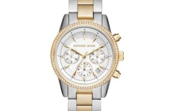 Michael Kors Ritz Orologio al quarzo cronografo con cinturino in acciaio inossidabile Argento e tono oro MK6474