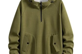 Zifipeoed Felpa Uomo con Cappuccio Abbigliamento Felpe Hip Hop Mezza Cerniera Hoodies Sweatshirt Pullover Tops Autunno Inverno Moda Verde L