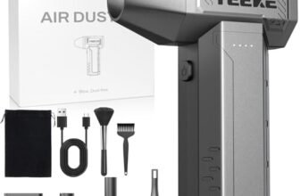 Yeeke Aria Compressa Elettrico, 10000 mAh Soffiatore Aria Compressa Ricarica Rapida, 180000 giri/min & 400 G Vento con 40HP Motor,4 Velocità Aria Compressa Air Duster con luci a LED