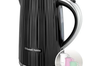 Russell Hobbs Bollitore Elettrico Eden Nero (Capacità 1,7L,apertura a pressione, beccuccio Perfect Pour, filtro lavabile rimovibile, interruttore illuminato, dettagli cromati,potenza 2400W) 27361-70