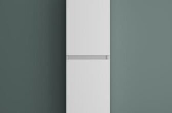 Mai & Mai Armadio Colonna Bagno 35x20x120cm, Mobile Bagno Alto Multiuso con 2 Ante e 4 Vani, Bianco opaco, Verona