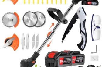 Decespugliatore a batteria, 21v 2000 mAh Alta capacità Decespugliatore Elettrico, 3 In 1 Tagliabordi a batteria ，Altezza regolabile e testa girevole a 90°Per Il Taglio Di Giardini,Prati E villa