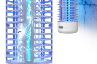 Dnenellr Lampada Antizanzare Elettrica, Anti Zanzare 3000V UV, Anti Mosche LED Sospendibile, IPX4 Impermeabile Insektenvernichter da Interno ed Esterno, Lampada Zanzare con Gancio (Bianco-Grigio)