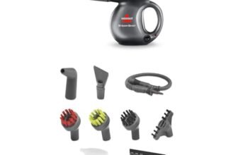 BISSELL Steam Shot, pulitore a vapore portatile con 10 accessori, pulitore a vapore portatile multiuso, per ripiani, piastrelle, fughe, cucina, bagno, finestre, 4267N