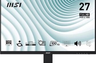 MSI PRO MP273A Monitor 27″ Full HD – Pannello IPS 1920 x 1080, 100 Hz, Schermo a bassa emissione di luce blu, Montaggio VESA, Altoparlanti integrati, Supporto Display Kit – HDMI 1.4, DP 1.2a, D-Sub