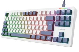 GXTrust 872 Xyra Tastiera Meccanica Gasket TKL Italiano QWERTY, Tastiera Gaming Hot-Swap Creamy 80% Programmabile USB, Retroilluminazione RGB, Interruttori Lineari Leobog 60M 5-pin, Bianco