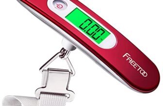 FREETOO Bilancia elettronica portatile digitale per bagagli, max 50 kg (LB, G, Oz, kg) Funzione tara/viaggio/shopping/post/casa/uso esterno, Rosso, M