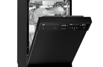 Klarstein Velaire Lavastoviglie 45cm – Libera Installazione, 10 Coperti, 9 Programmi, Silenziosa 42 dB, Classe B, AquaStop, Blocco Bambini, Display, Design Moderno