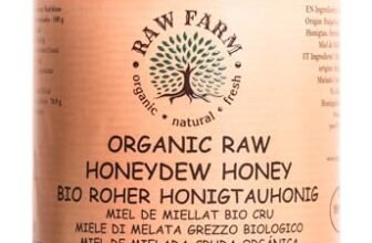 Raw Farm – Miele di miele di melata biologica grezza della foresta di quercia nera, non riscaldato, puro, senza additivi 900 g
