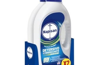 Napisan Detersivo Lavatrice Liquido Igienizzante Odorstop, 2 Confezioni da 1.15 l da 23 Lavaggi di Detersivo Lavatrice Liquido