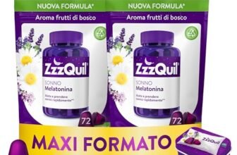 ZzzQuil Sonno Formula Vegana Integratore per Dormire con Melatonina ed Estratti Di Valeriana, Camomilla e Vitamina B6, Addormentarsi Velocemente, 72×2 Gommose, Gusto Frutti di Bosco, Travel Case